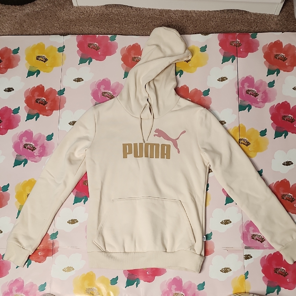 Puma Hoodie Tan Gold And Pink Xs